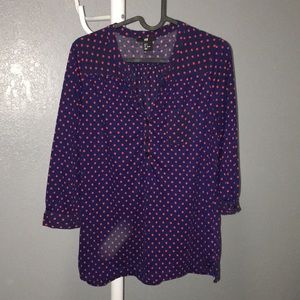 H&M blue red polkadot top size S